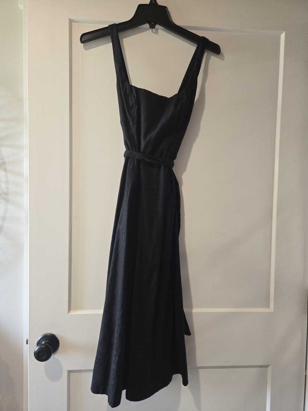 Banana Republic Black Sleeveless Midi Dress with Waist Tie